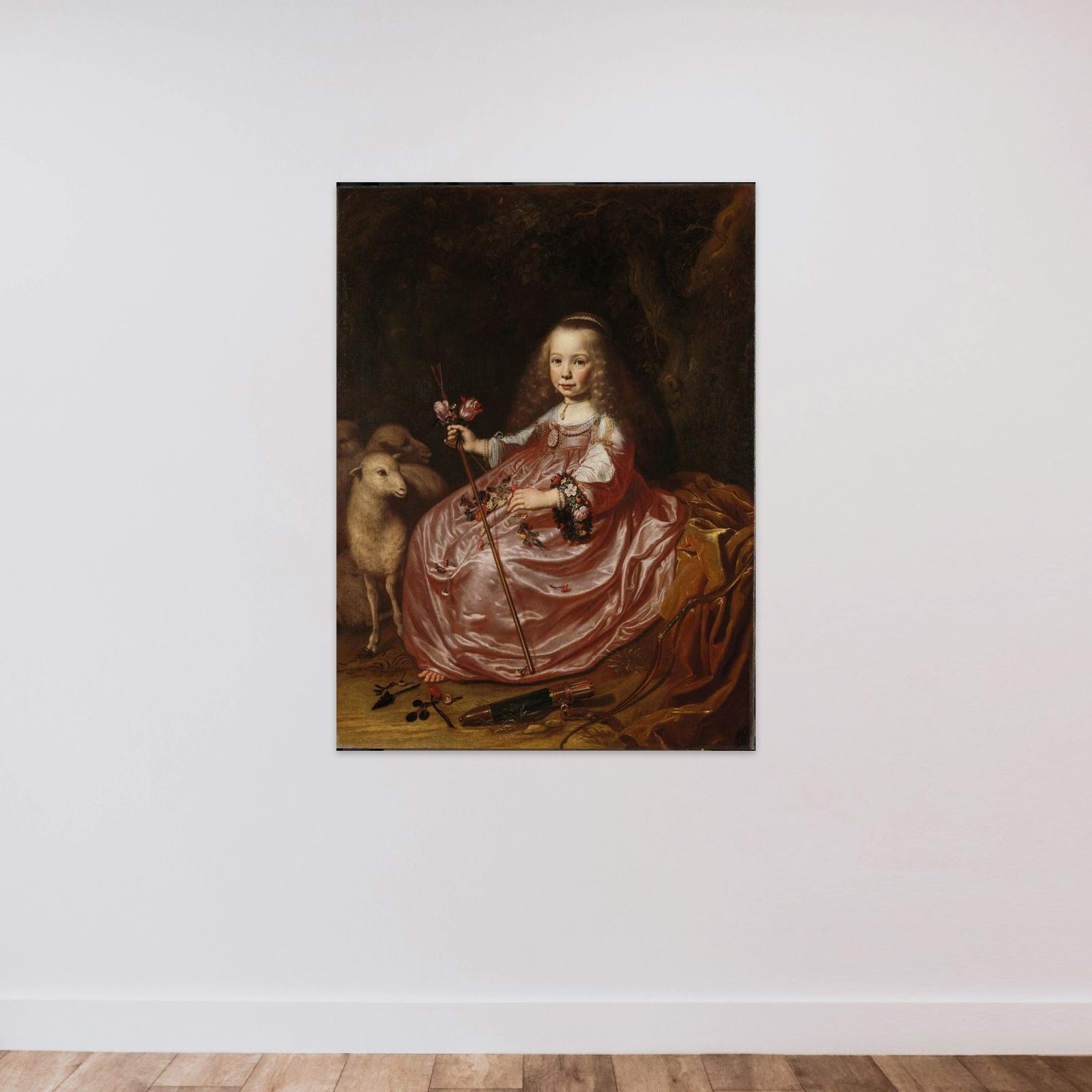 Portrait of a Young Girl, probably Anna de Bye (1636-1713) unframed — shown to scale