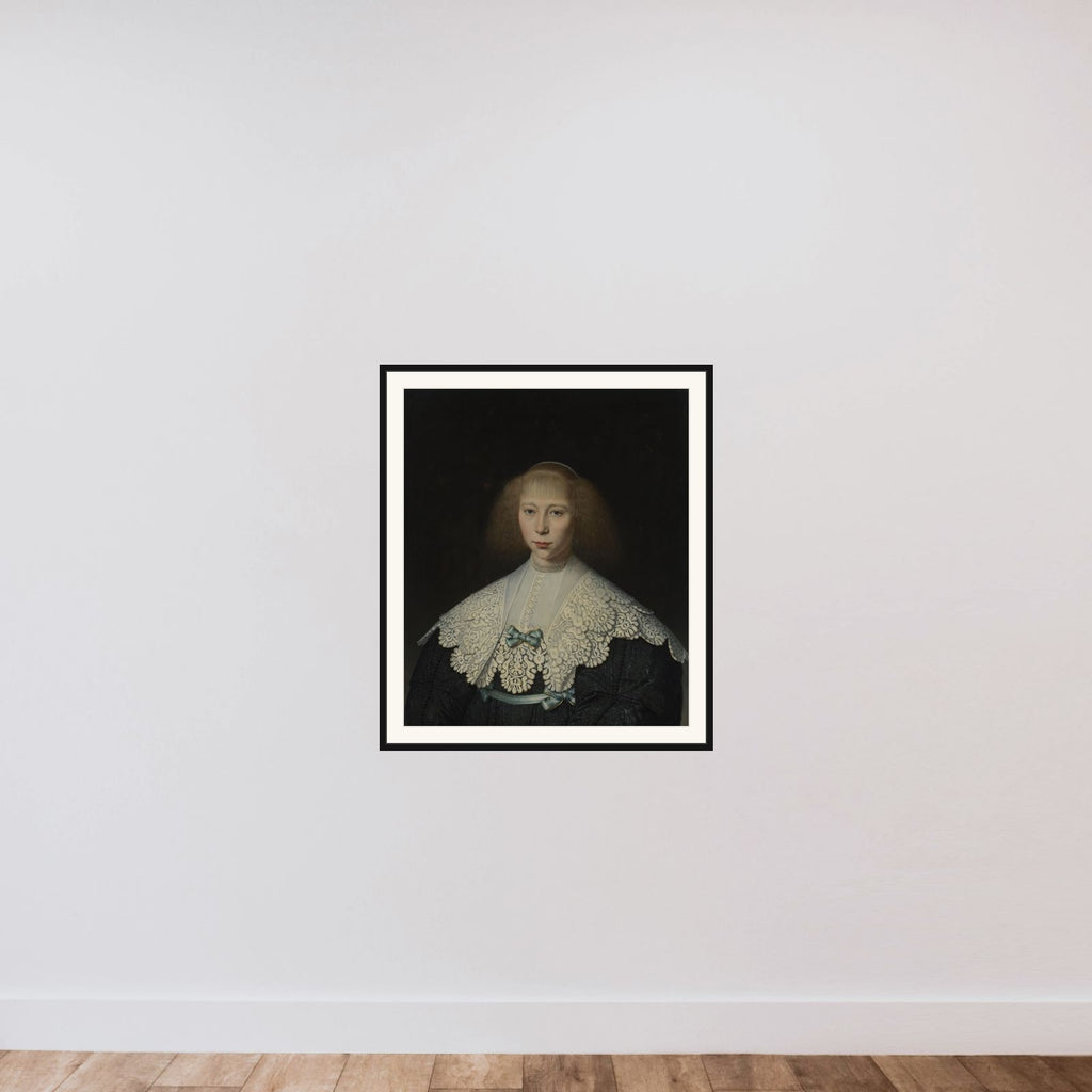 Portrait of Agatha Geelvinck (1617-1638) framed — shown to scale
