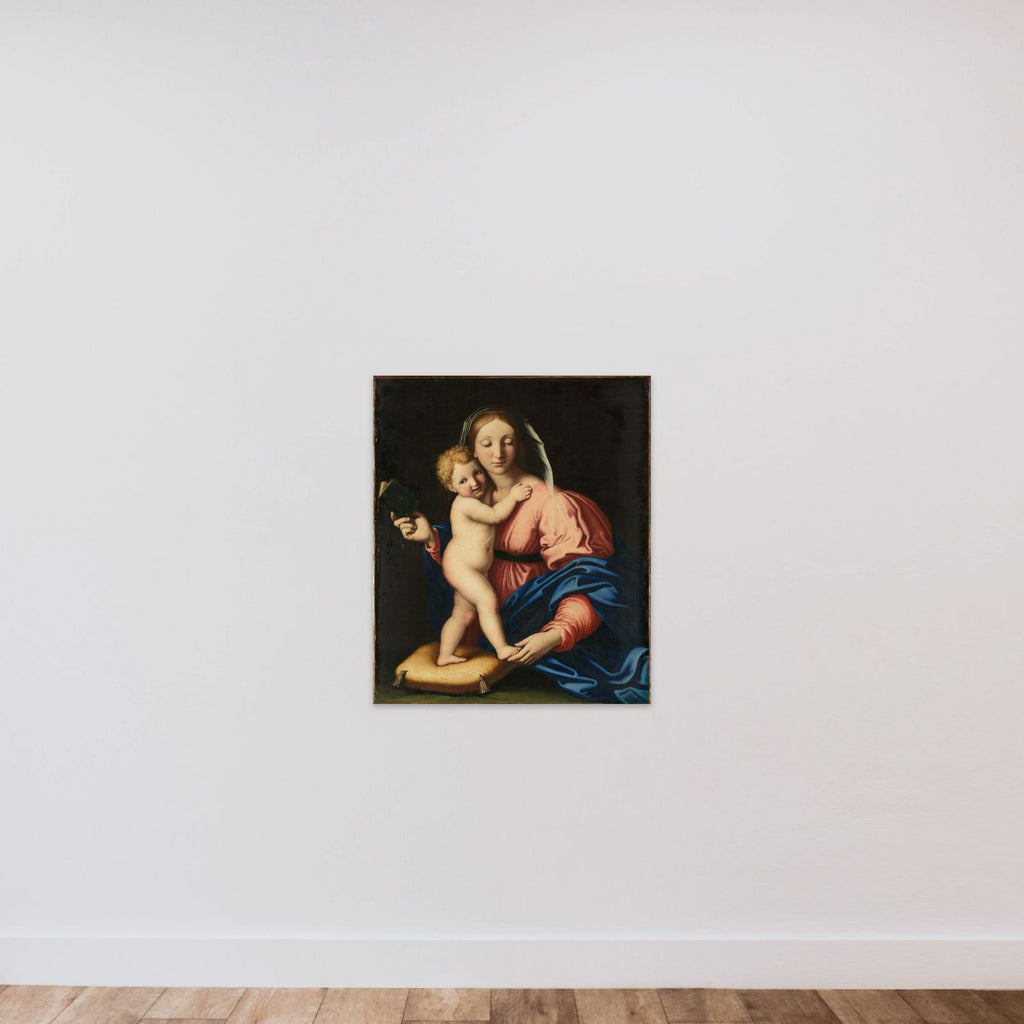 Virgin and Child unframed — shown to scale