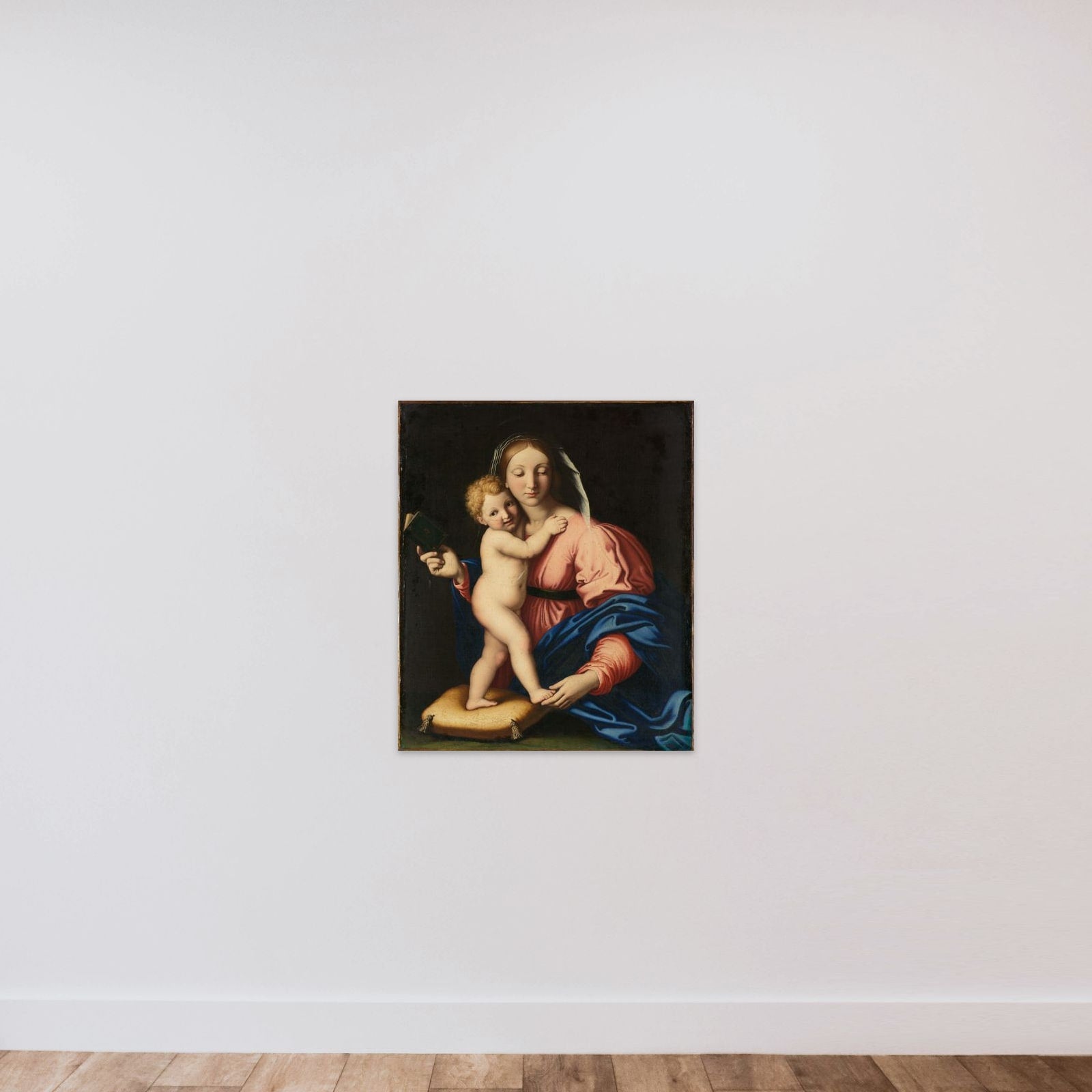 Virgin and Child unframed — shown to scale