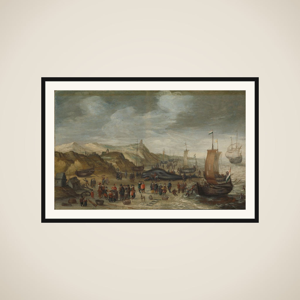 A Sperm Whale Washed up on the Beach at Noordwijk, 28 December 1614 framed