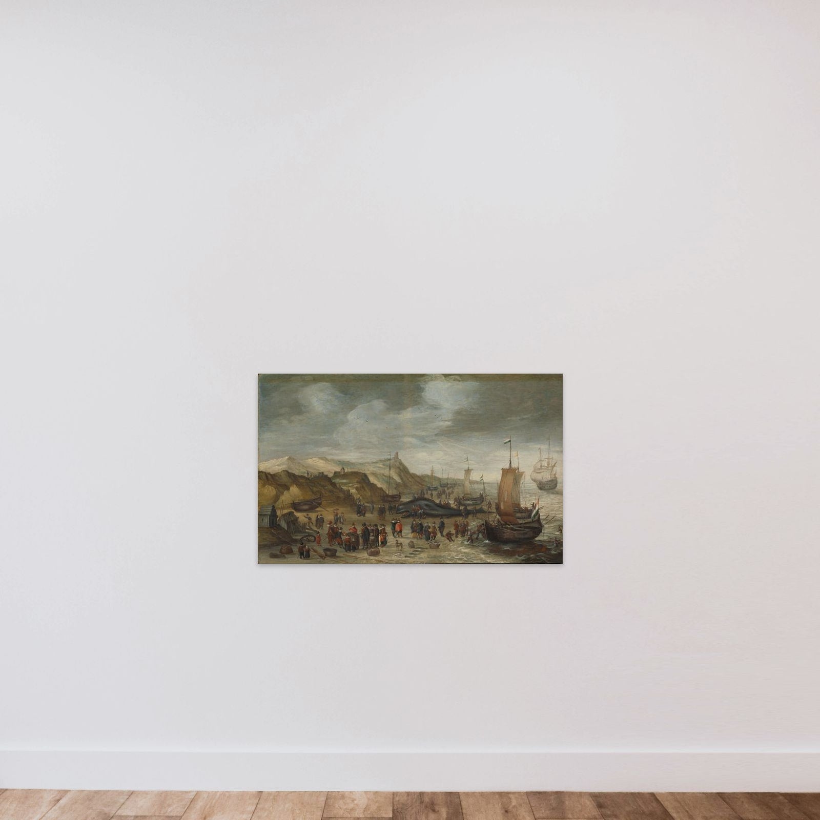 A Sperm Whale Washed up on the Beach at Noordwijk, 28 December 1614 unframed — shown to scale