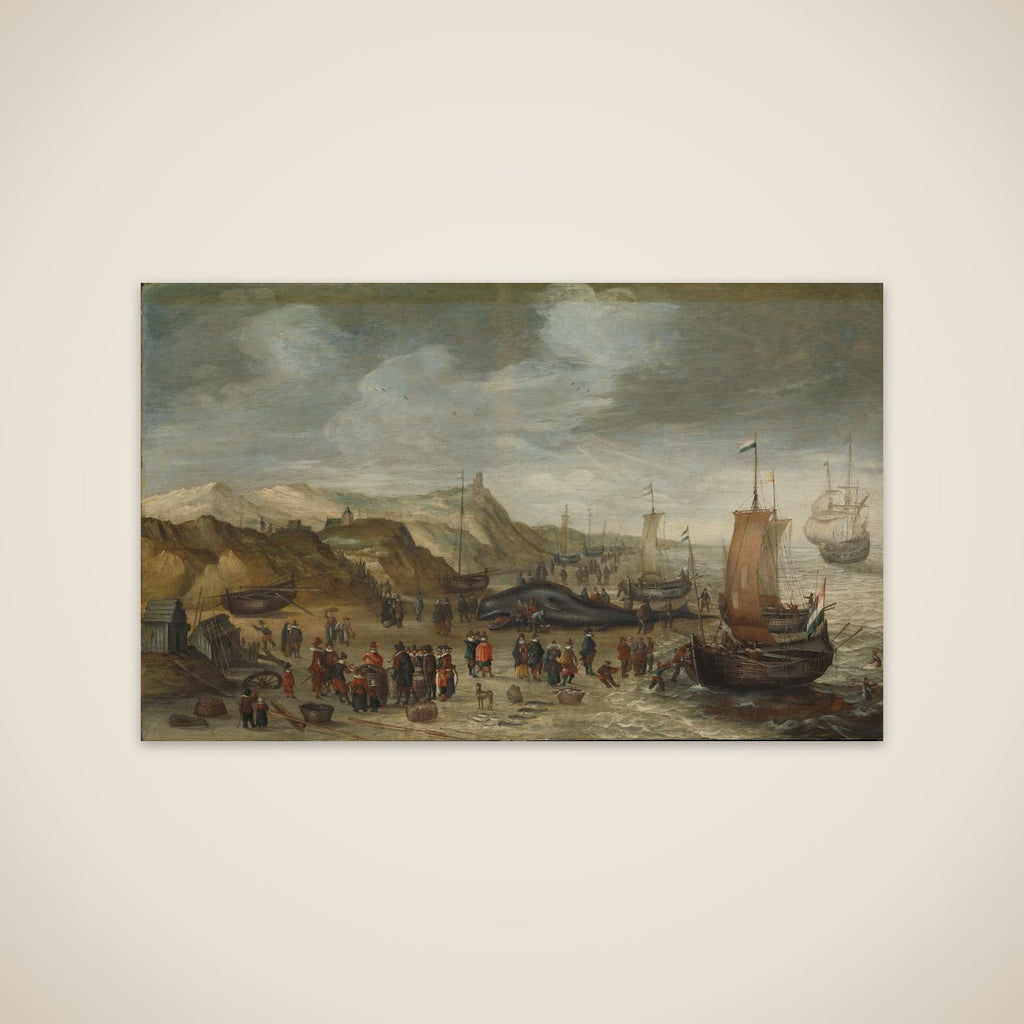 A Sperm Whale Washed up on the Beach at Noordwijk, 28 December 1614 unframed print