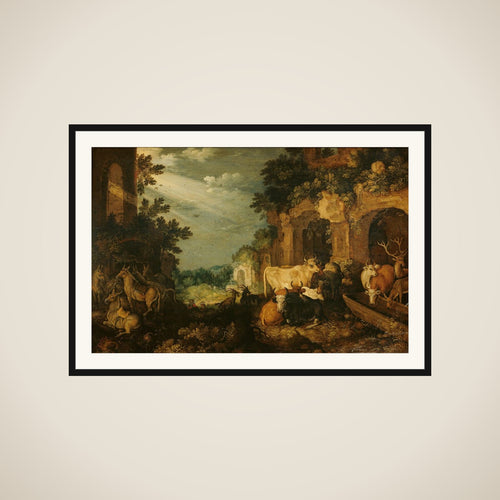 Aesop's fable of the stag among the cows framed