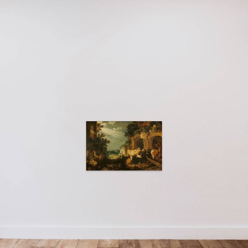 Aesop's fable of the stag among the cows unframed — shown to scale