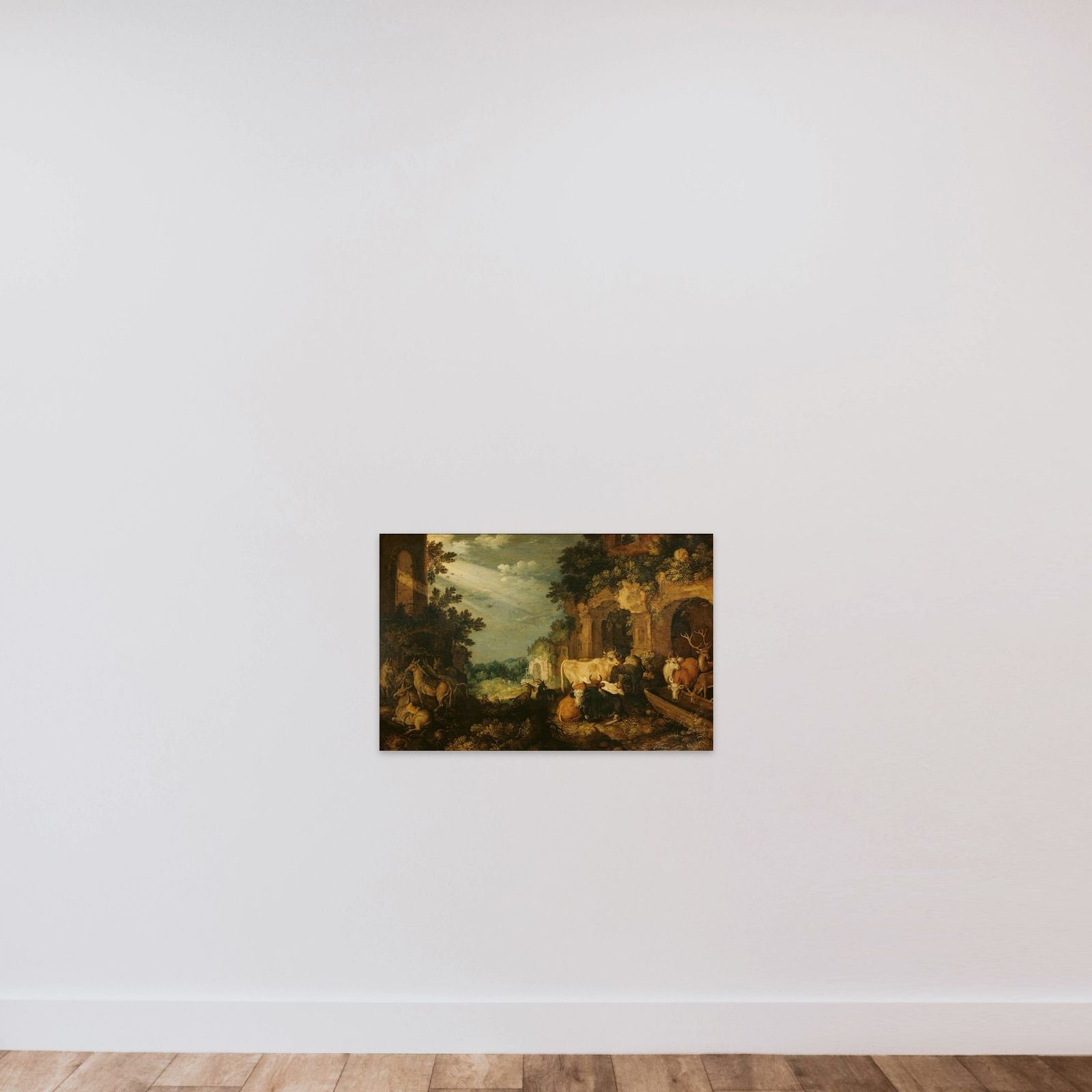 Aesop's fable of the stag among the cows unframed — shown to scale