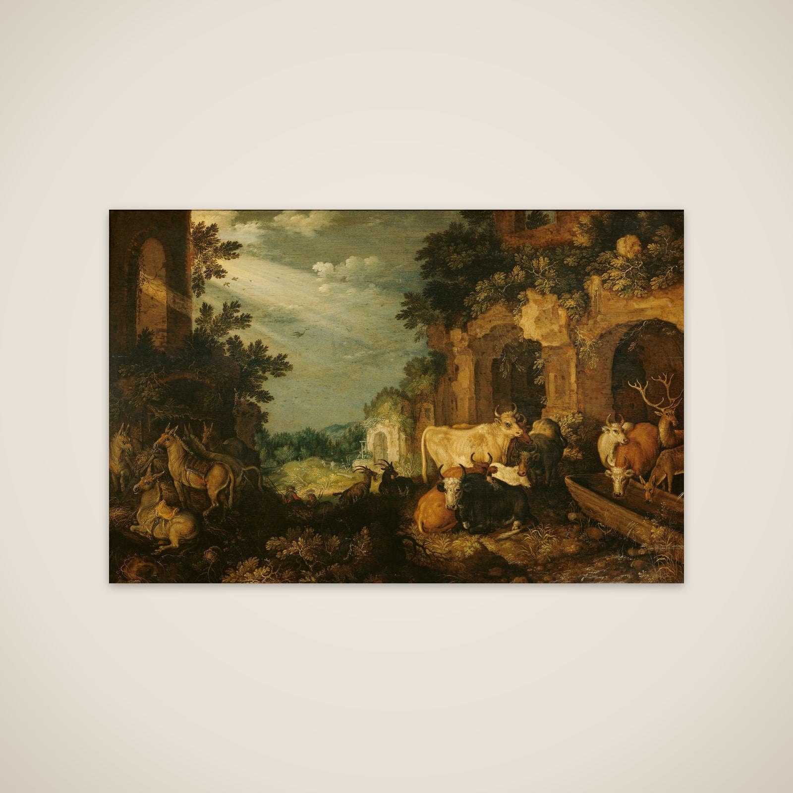 Aesop's fable of the stag among the cows unframed print