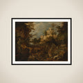 Wild boar hunt in a rocky landscape framed