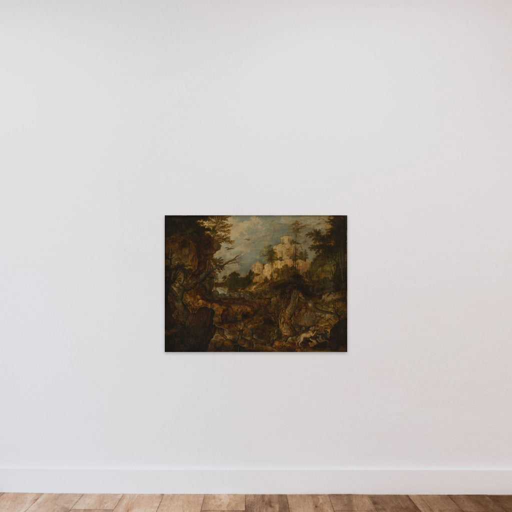 Wild boar hunt in a rocky landscape unframed — shown to scale