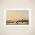 Windmill beside a frozen river framed