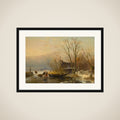 Winter Scene on the Ice with Wood Gatherers framed