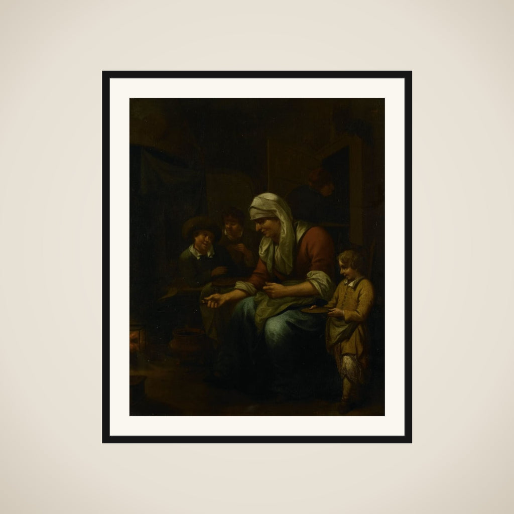 Woman making pancakes framed
