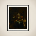Woman making pancakes framed