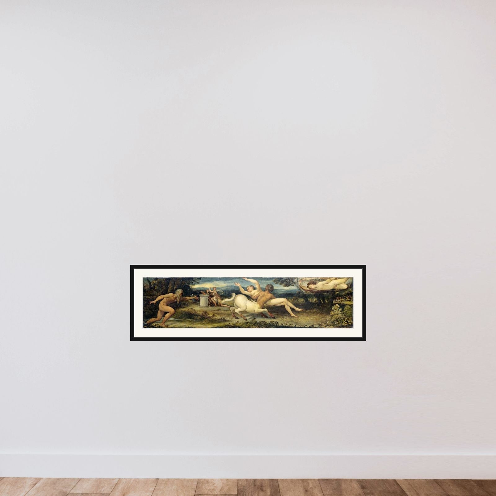 Nessus and Deianira framed — shown to scale