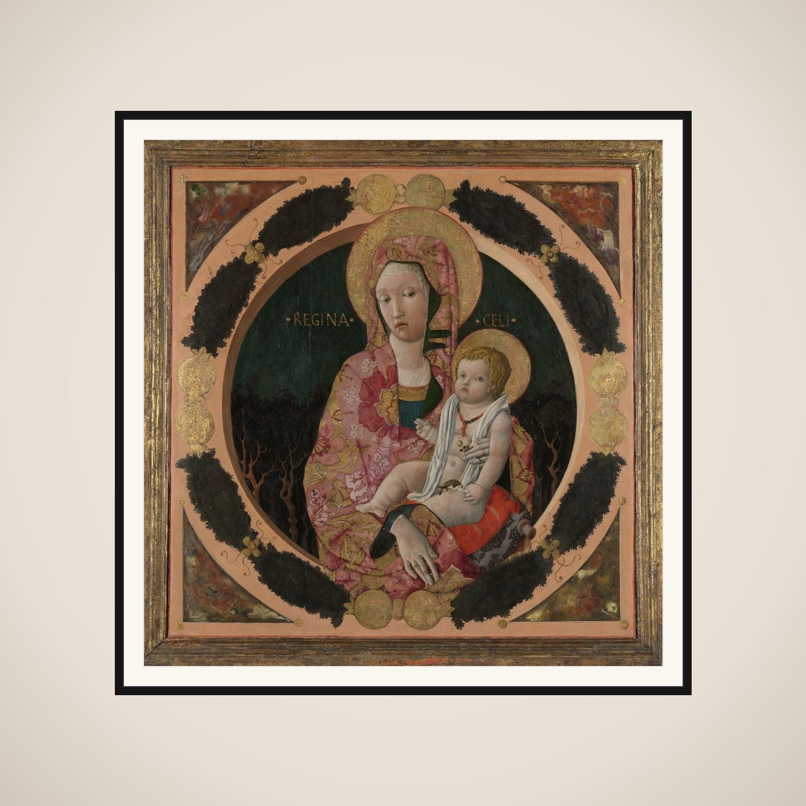 Virgin and Child framed