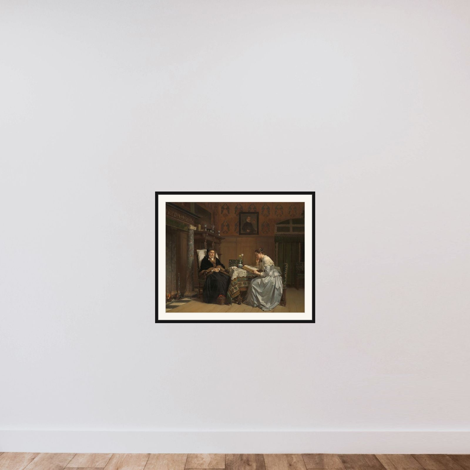 Sunday Morning framed — shown to scale