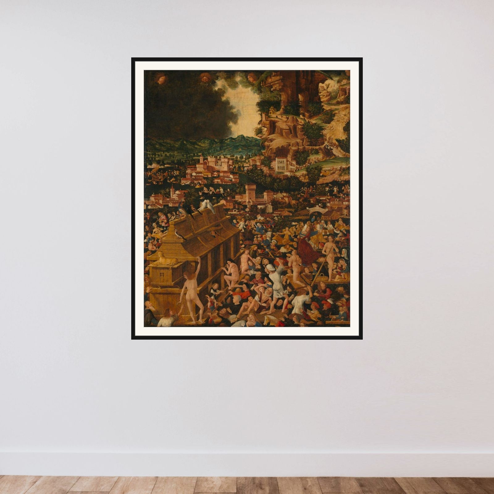 The Flood framed — shown to scale
