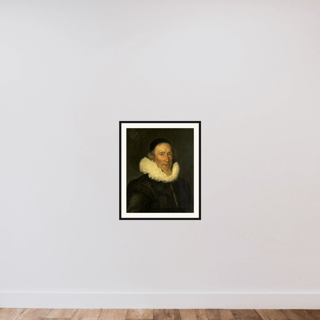 Portrait of Jacob Gerritsz van der Mij (1559/60-?1635) framed — shown to scale