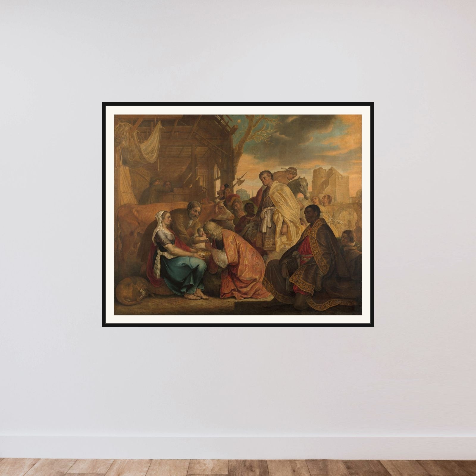 The adoration of the Magi framed — shown to scale