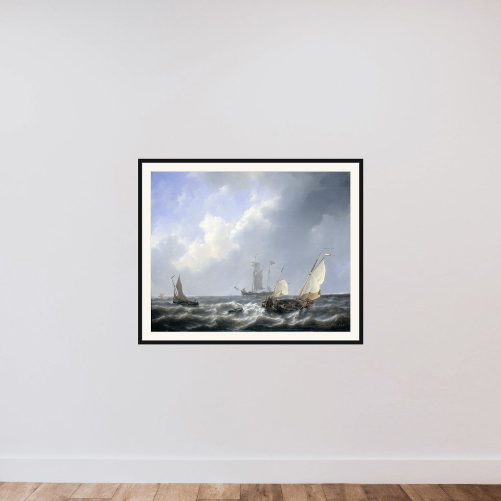 Seascape from the Zeeland Waters, near the Island of Schouwen framed — shown to scale