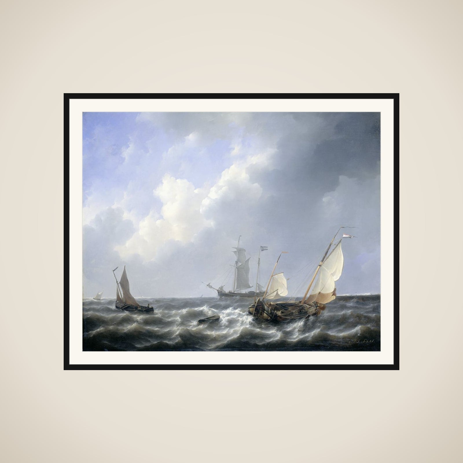 Seascape from the Zeeland Waters, near the Island of Schouwen framed