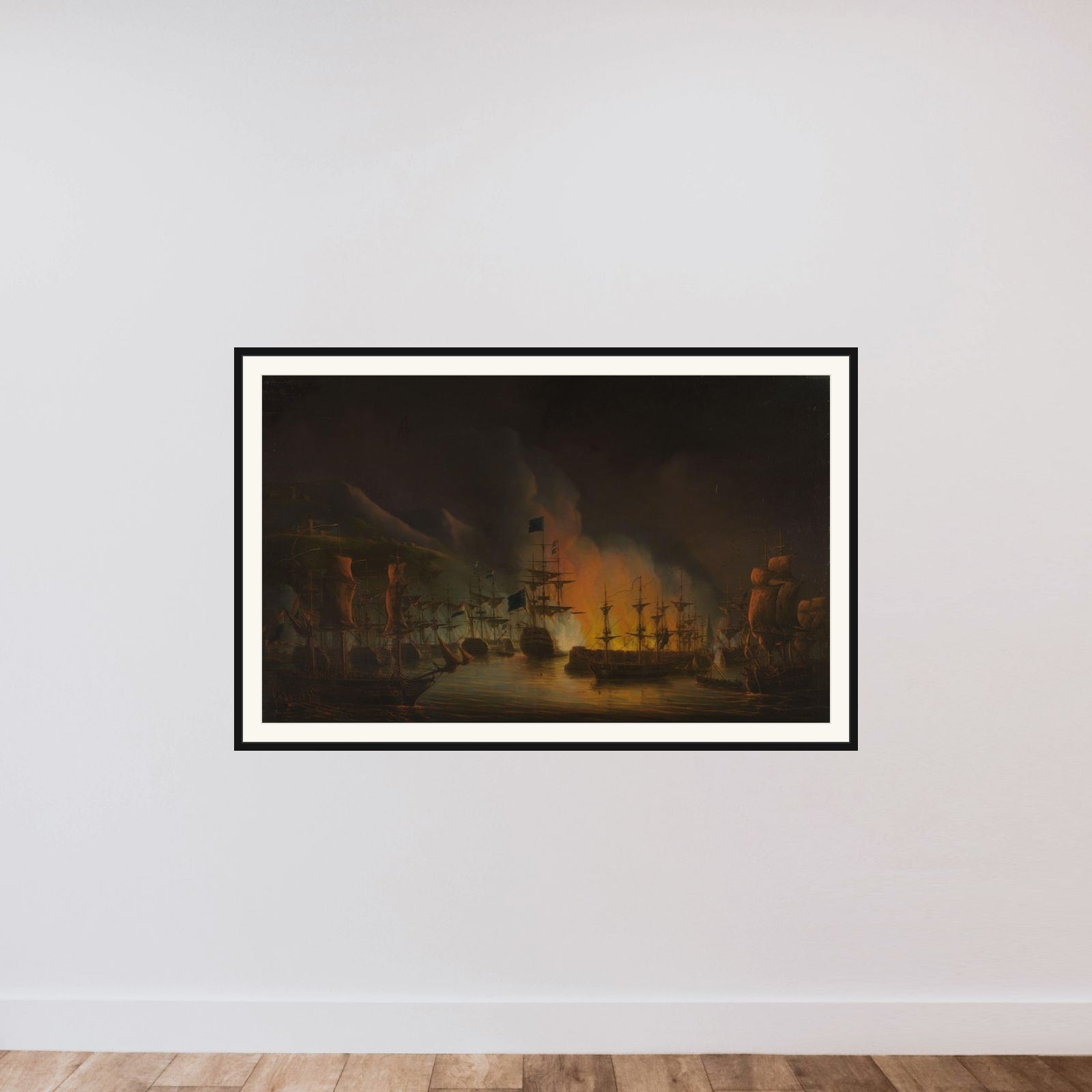 The Bombardment of Algiers (26-27 August 1816) framed — shown to scale