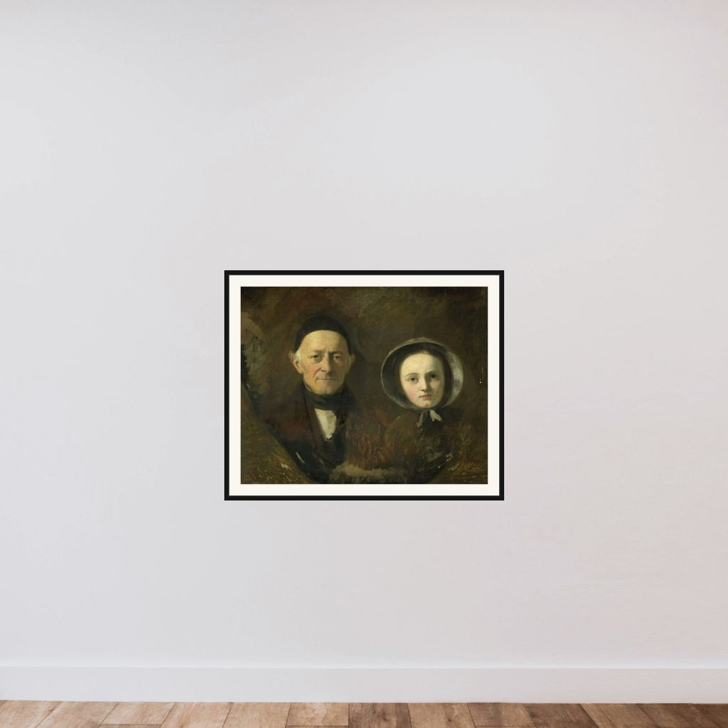 Portrait of Johann Joseph Hermann, the Artist's Father-in-Law, with his Grandchild Ida Schwartze, the Artist's oldest Daughter framed — shown to scale