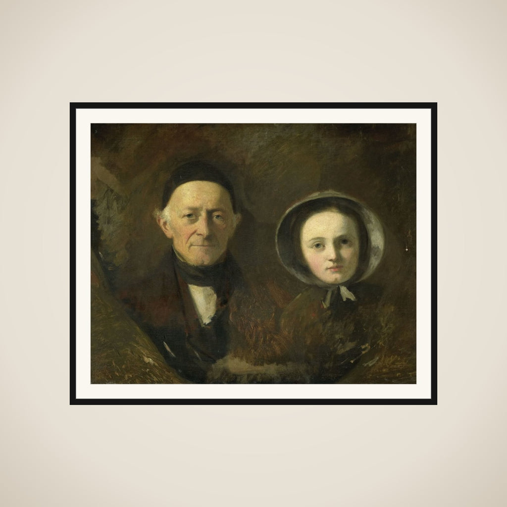 Portrait of Johann Joseph Hermann, the Artist's Father-in-Law, with his Grandchild Ida Schwartze, the Artist's oldest Daughter framed