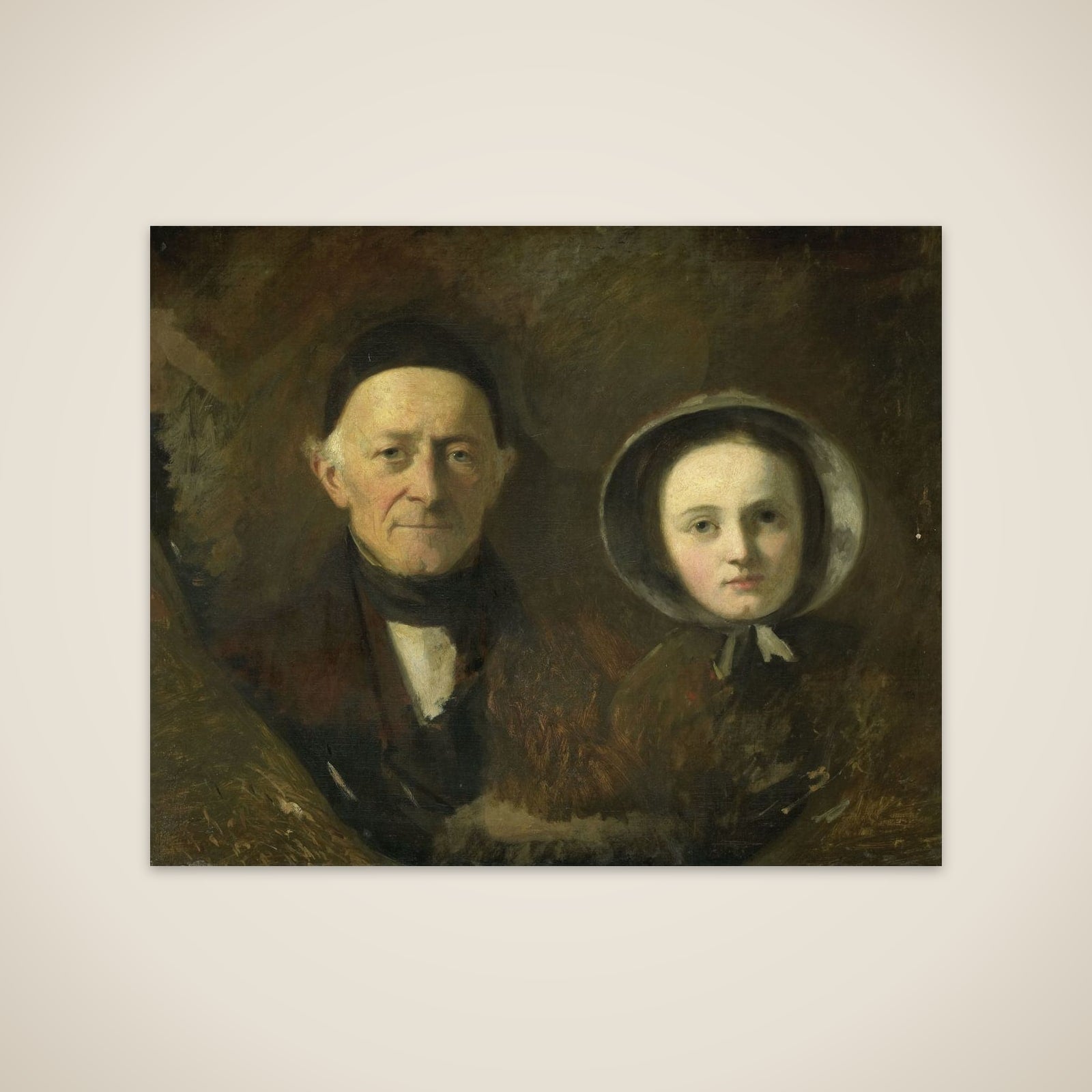 Portrait of Johann Joseph Hermann, the Artist's Father-in-Law, with his Grandchild Ida Schwartze, the Artist's oldest Daughter unframed print