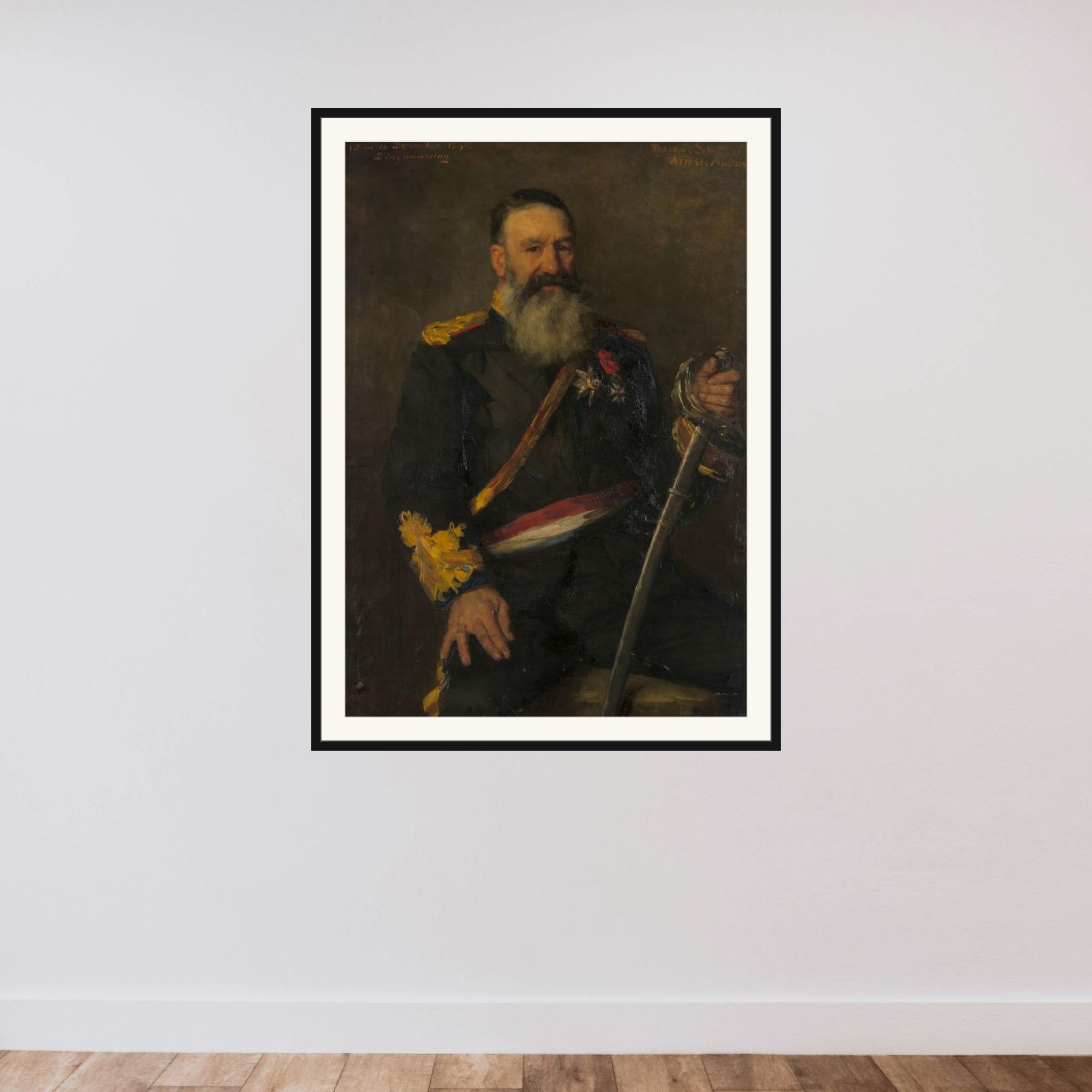 Piet J. Joubert (1831-1900). Commandant-generaal van de Zuid-Afrikaanse Republiek framed — shown to scale