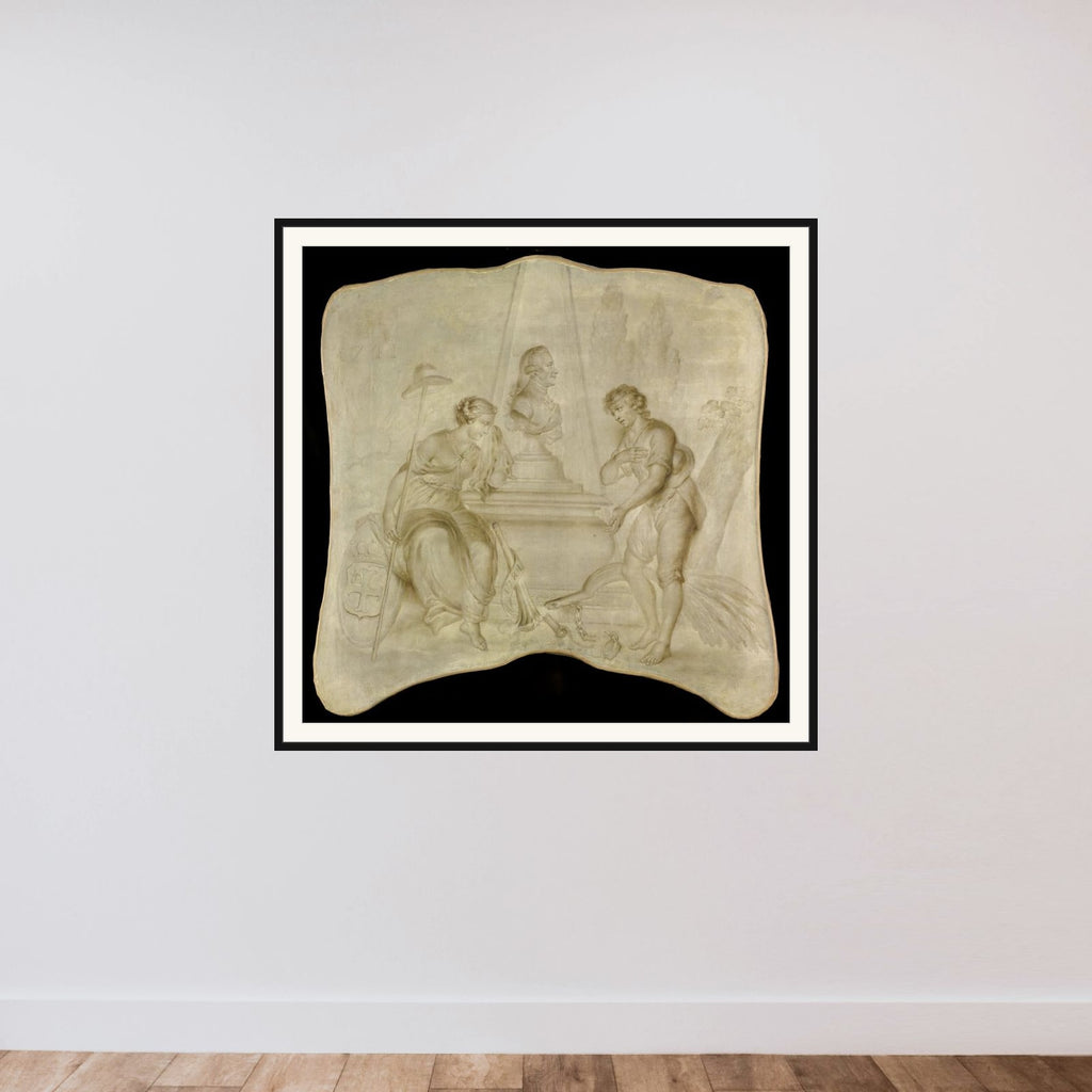 Freedom and Patriotism Mourning at the Tomb of Joan Derk Baron van der Capellen tot den Pol framed — shown to scale