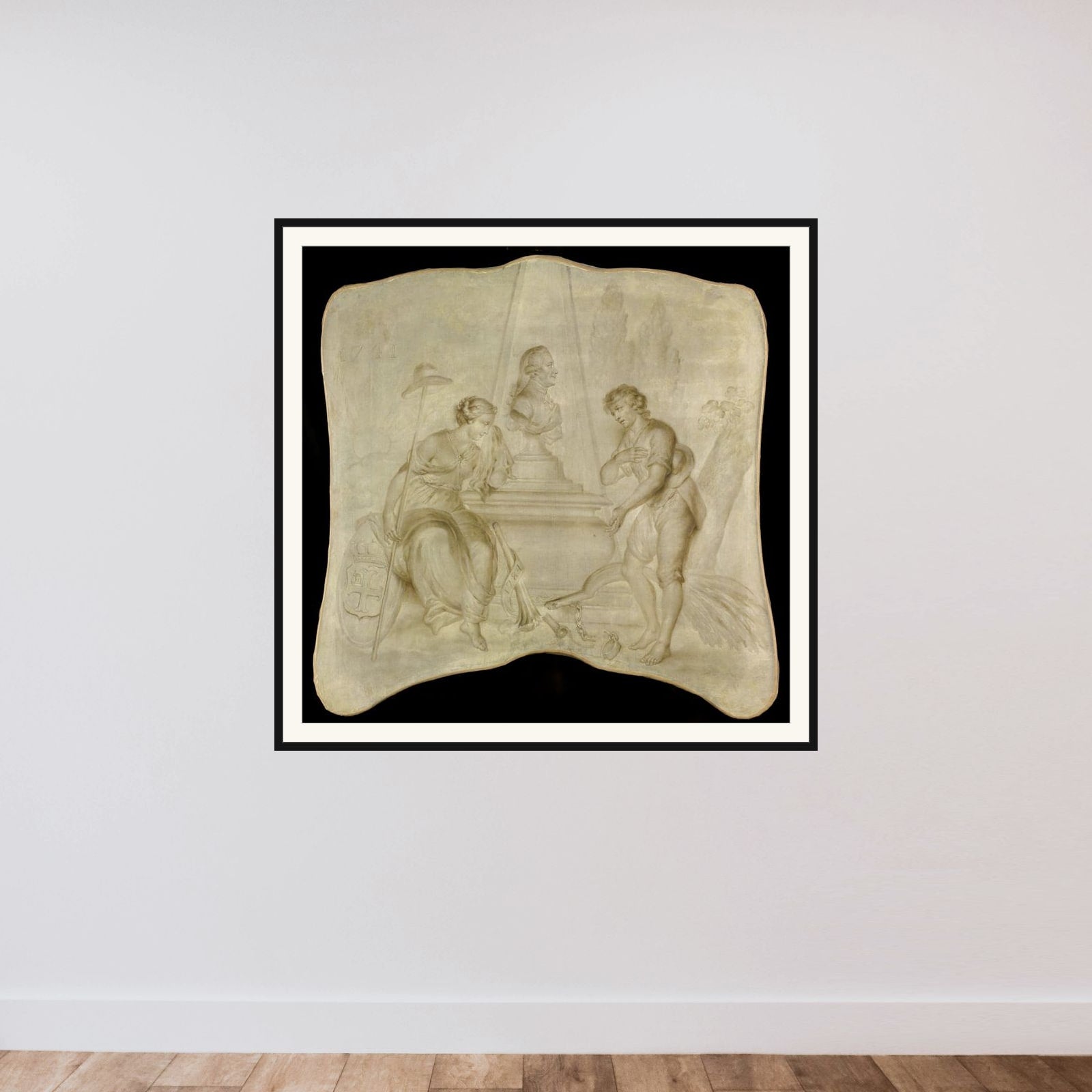 Freedom and Patriotism Mourning at the Tomb of Joan Derk Baron van der Capellen tot den Pol framed — shown to scale