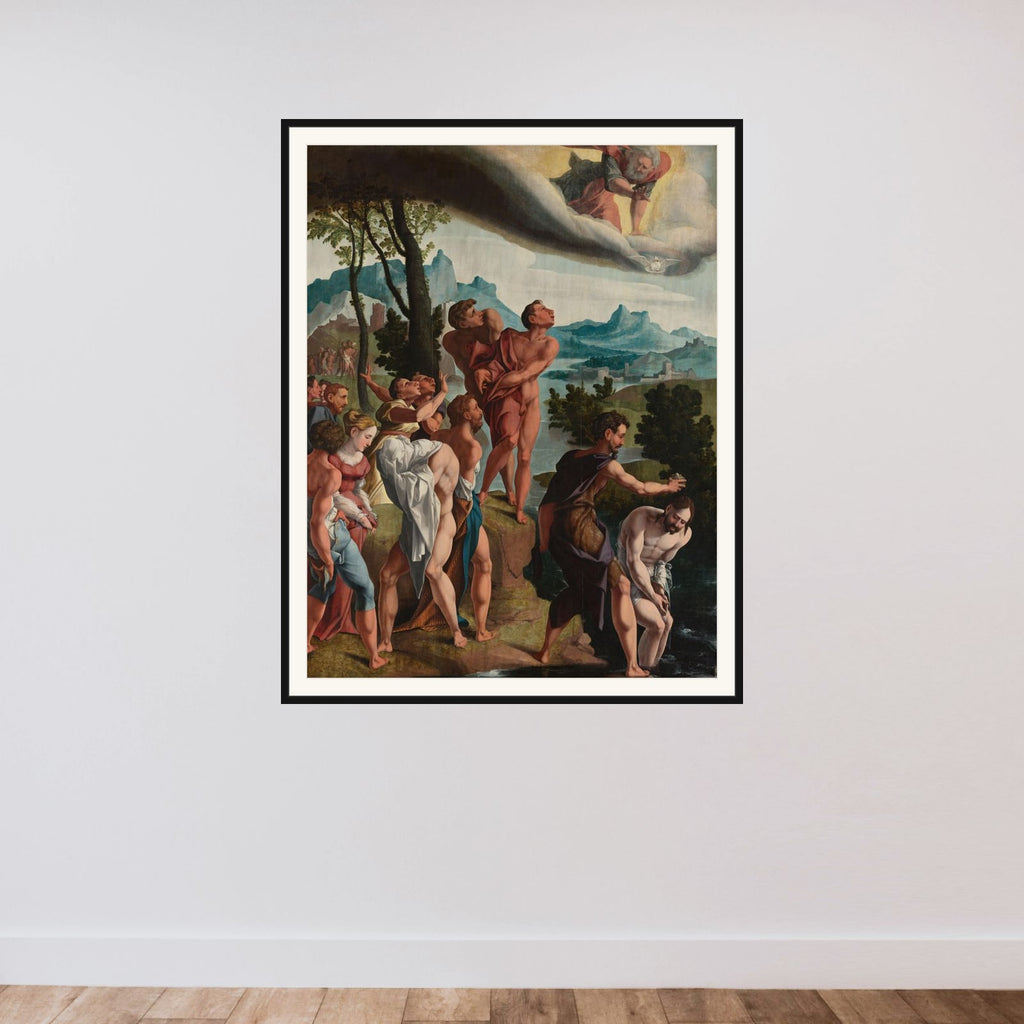 The Baptism of Christ framed — shown to scale