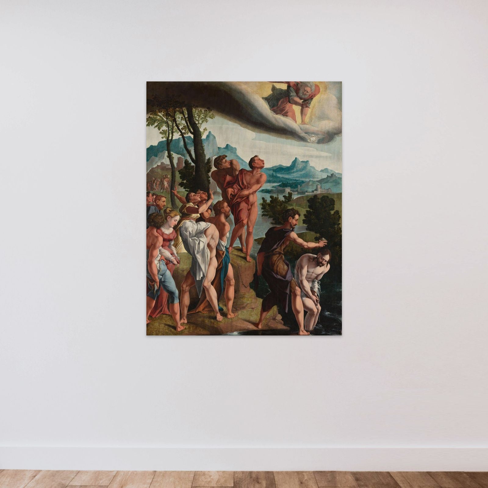 The Baptism of Christ unframed — shown to scale