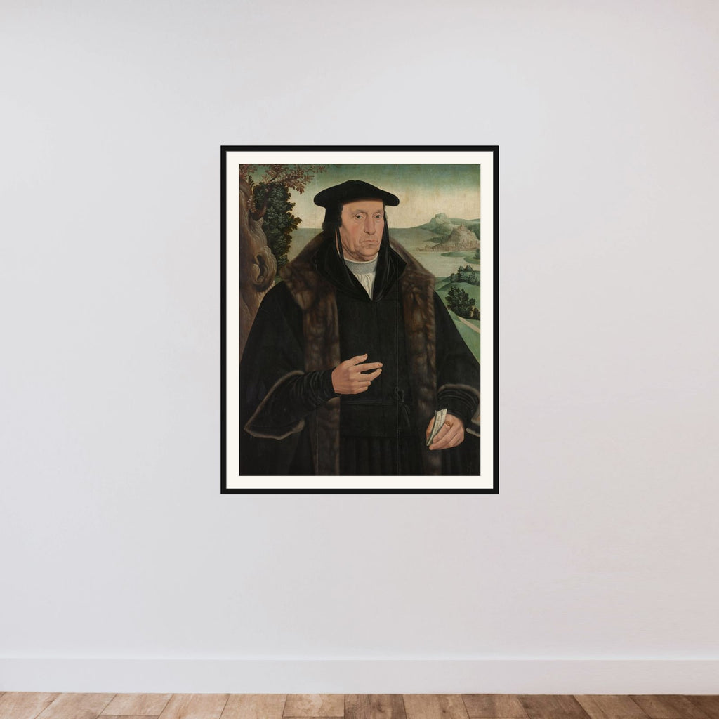 Portrait of Cornelis Aerentsz van der Dussen (1481-1556) framed — shown to scale