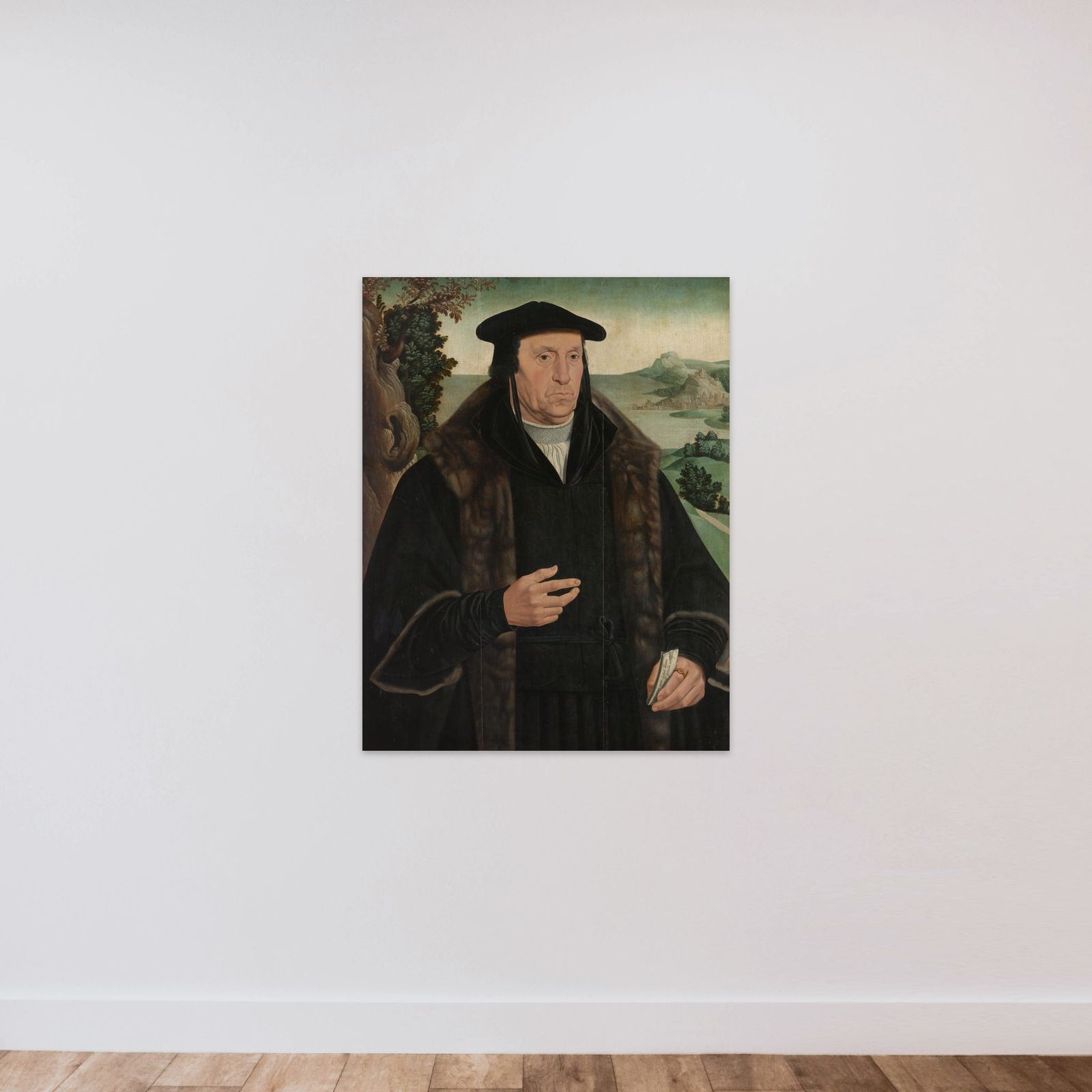 Portrait of Cornelis Aerentsz van der Dussen (1481-1556) unframed — shown to scale