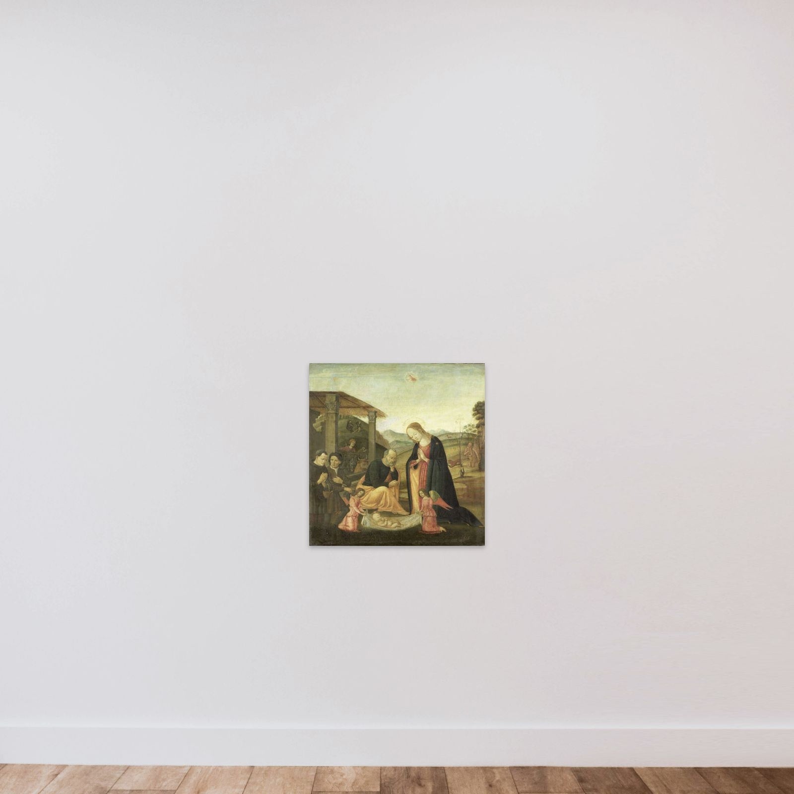 Adoration of the Christ Child unframed — shown to scale