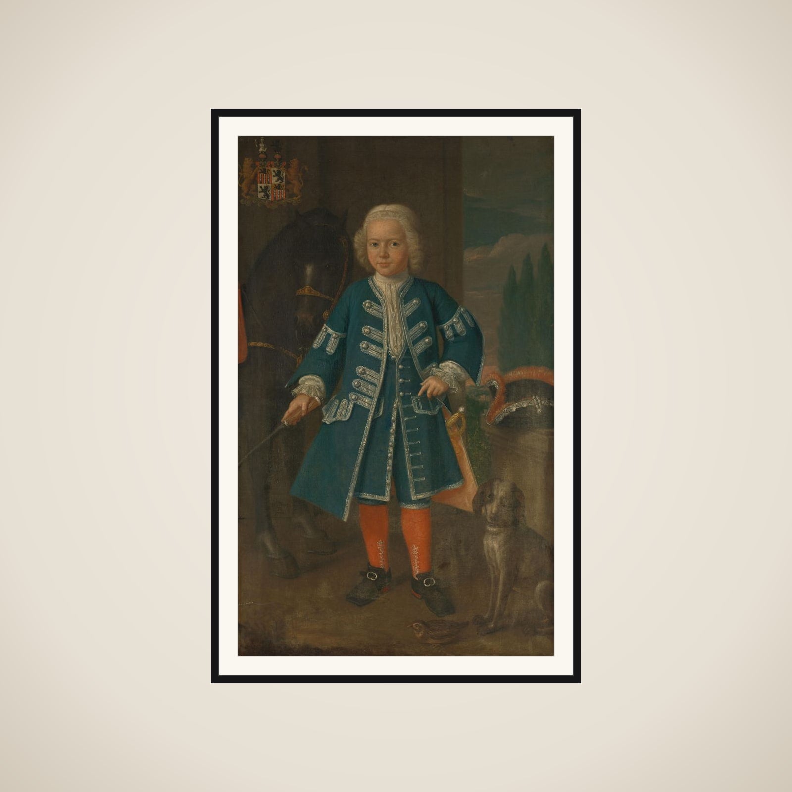 Portrait of Diederik van Hemert, Lord of Babyloniënbroek at six years of age framed