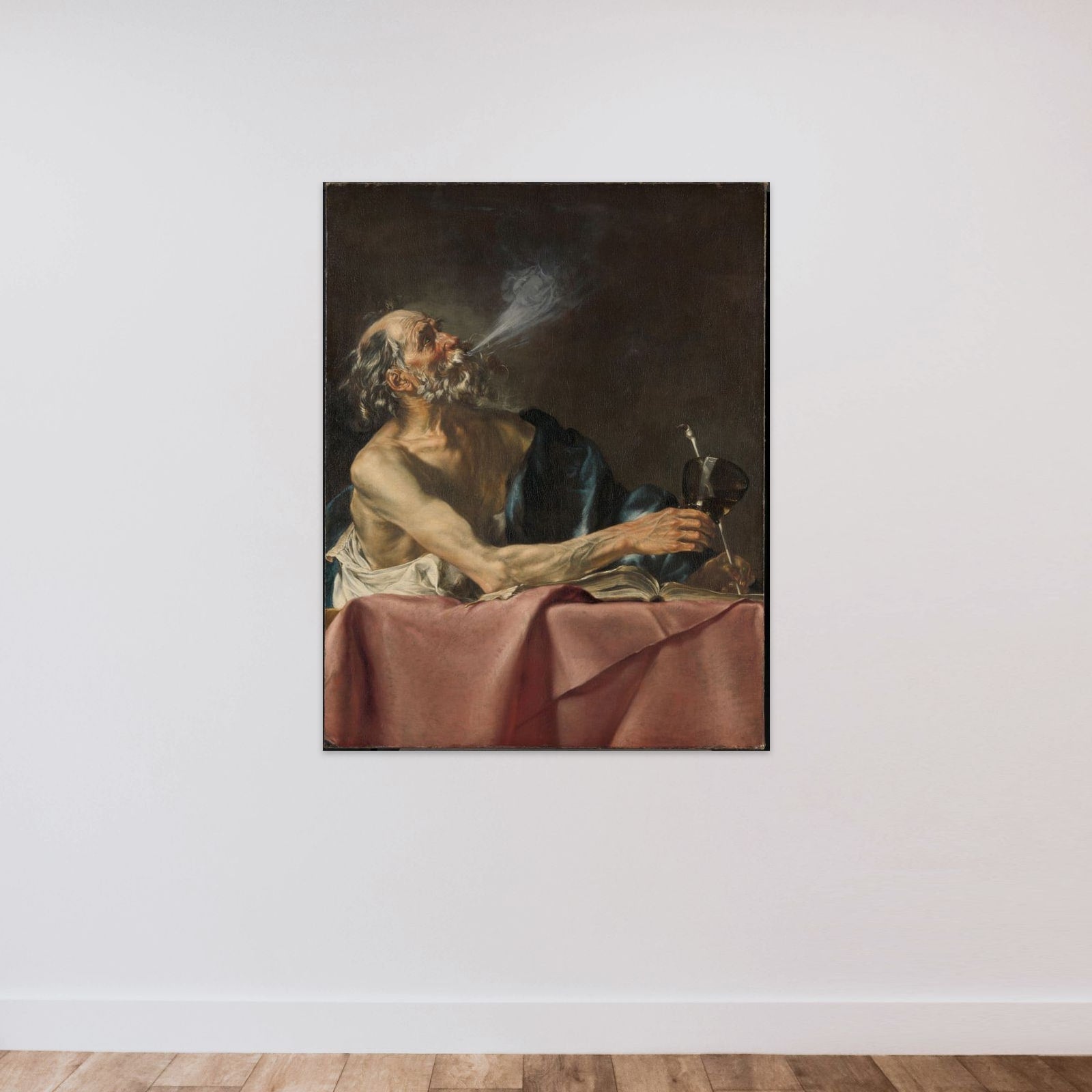 The Smoker Allegory of Transience unframed — shown to scale