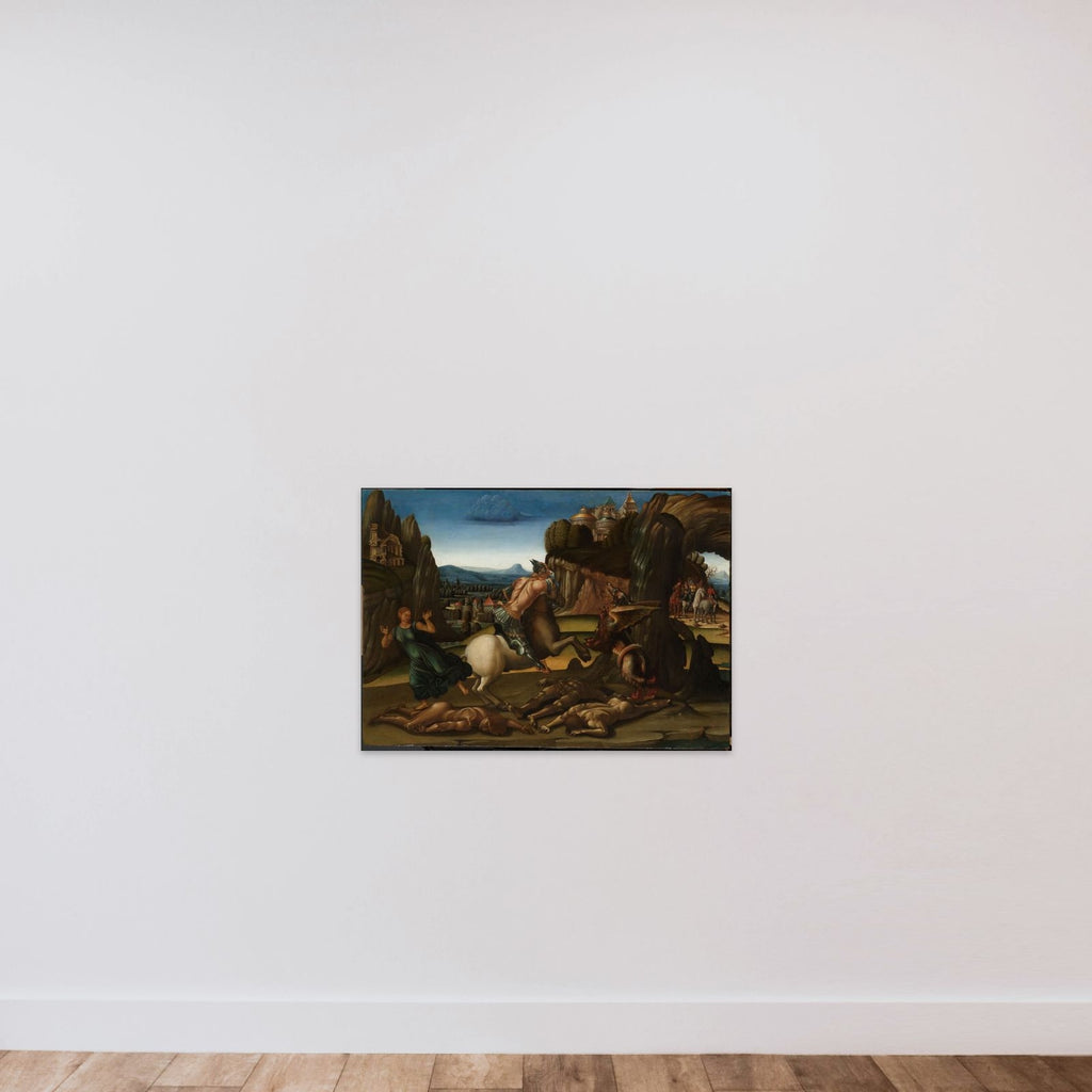 Saint George and the Dragon unframed — shown to scale