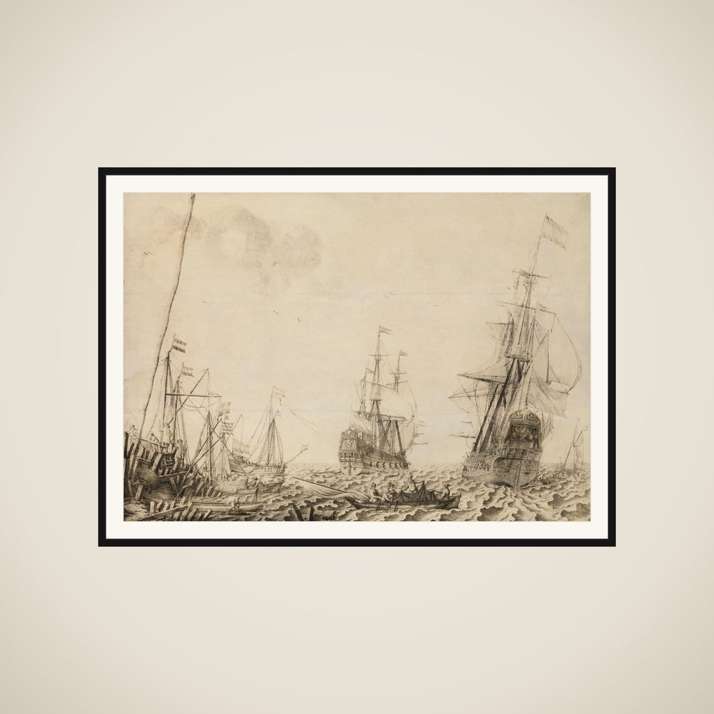 Ships near a Harbor framed