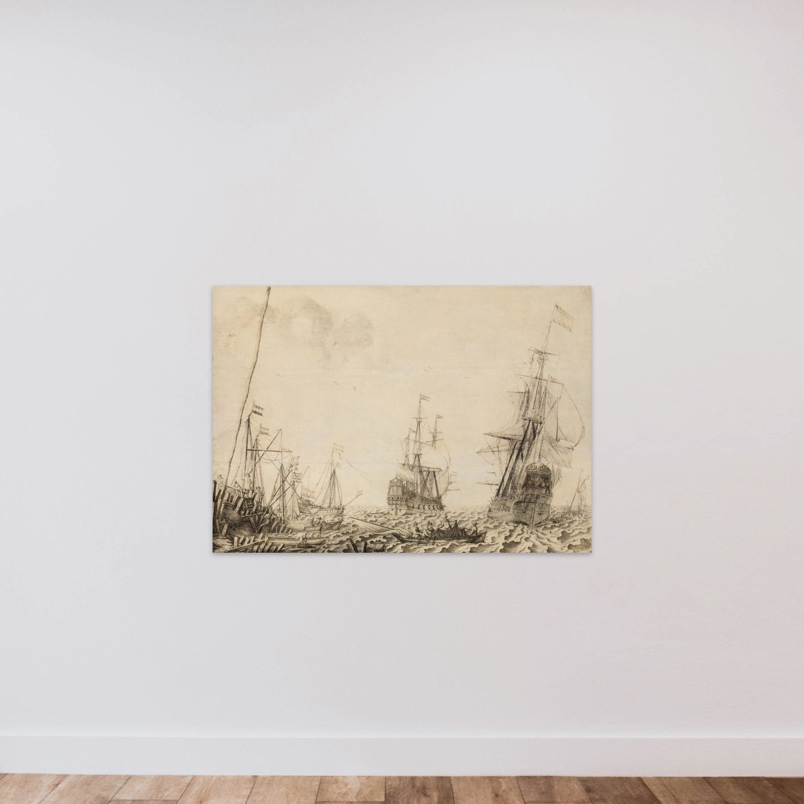 Ships near a Harbor unframed — shown to scale