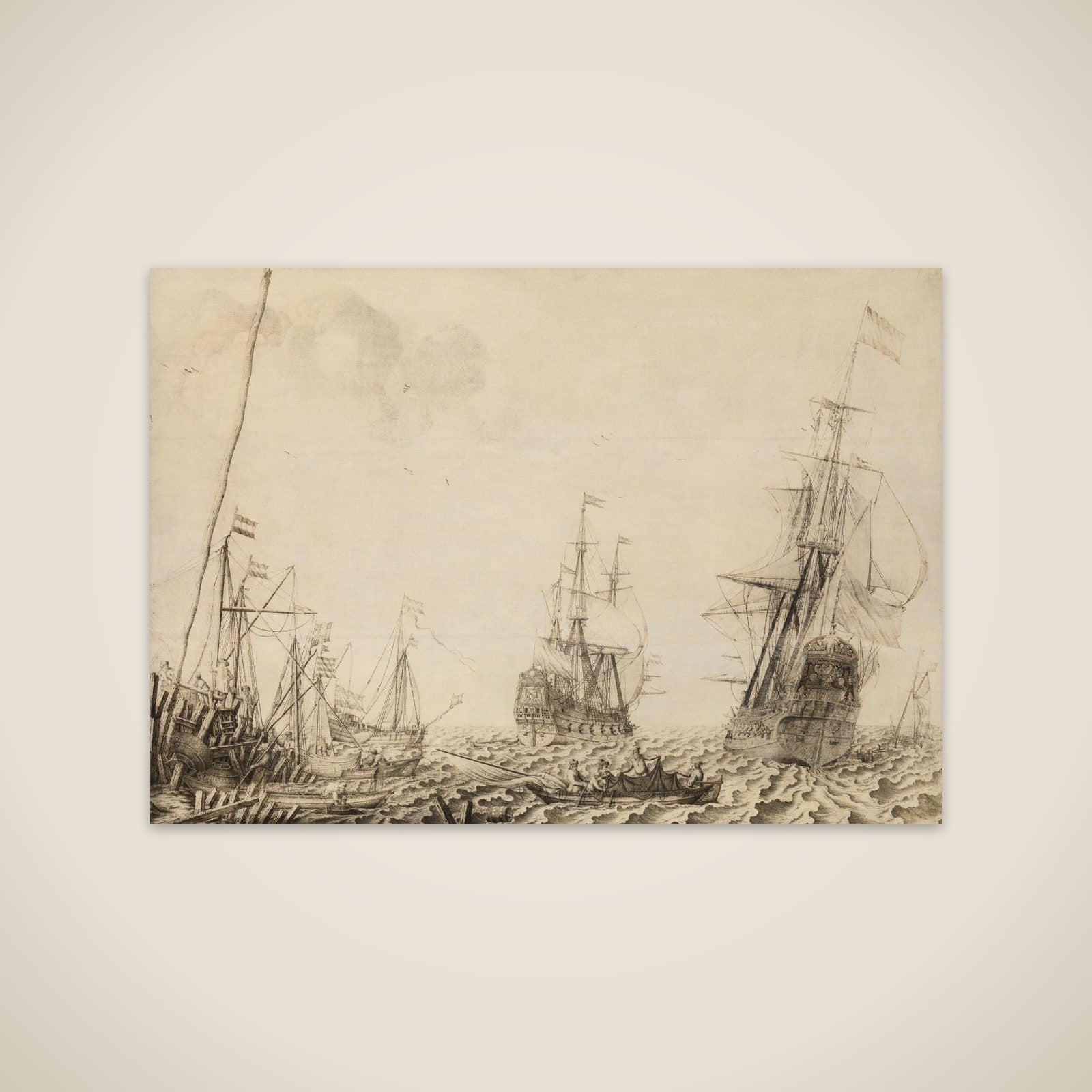 Ships near a Harbor unframed print