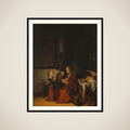Interior with an Old Woman Cutting Bread and Two Children in Prayer framed