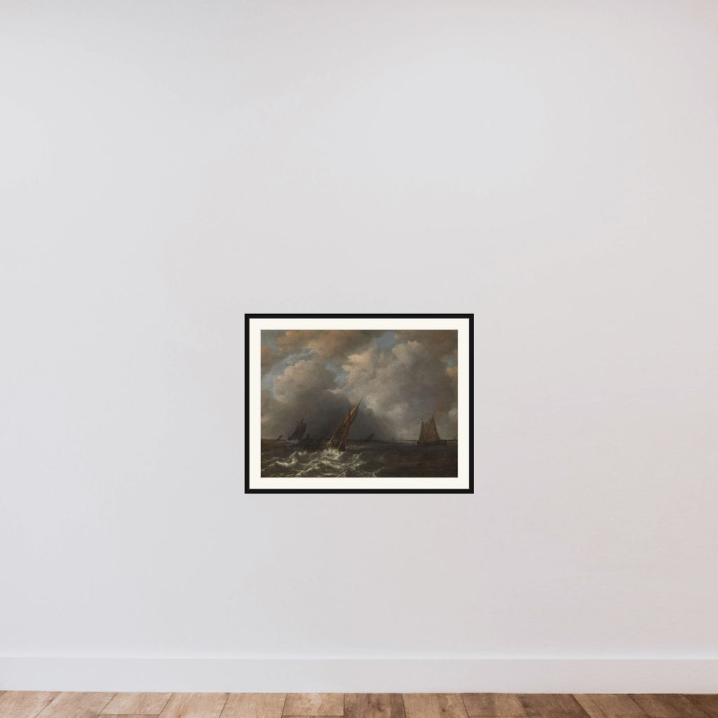 Storm on the Meuse River framed — shown to scale