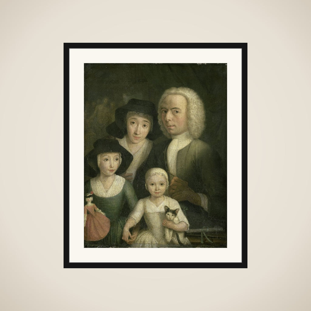 Self Portrait with his Wife Sanneke van Bommel and their two Children framed