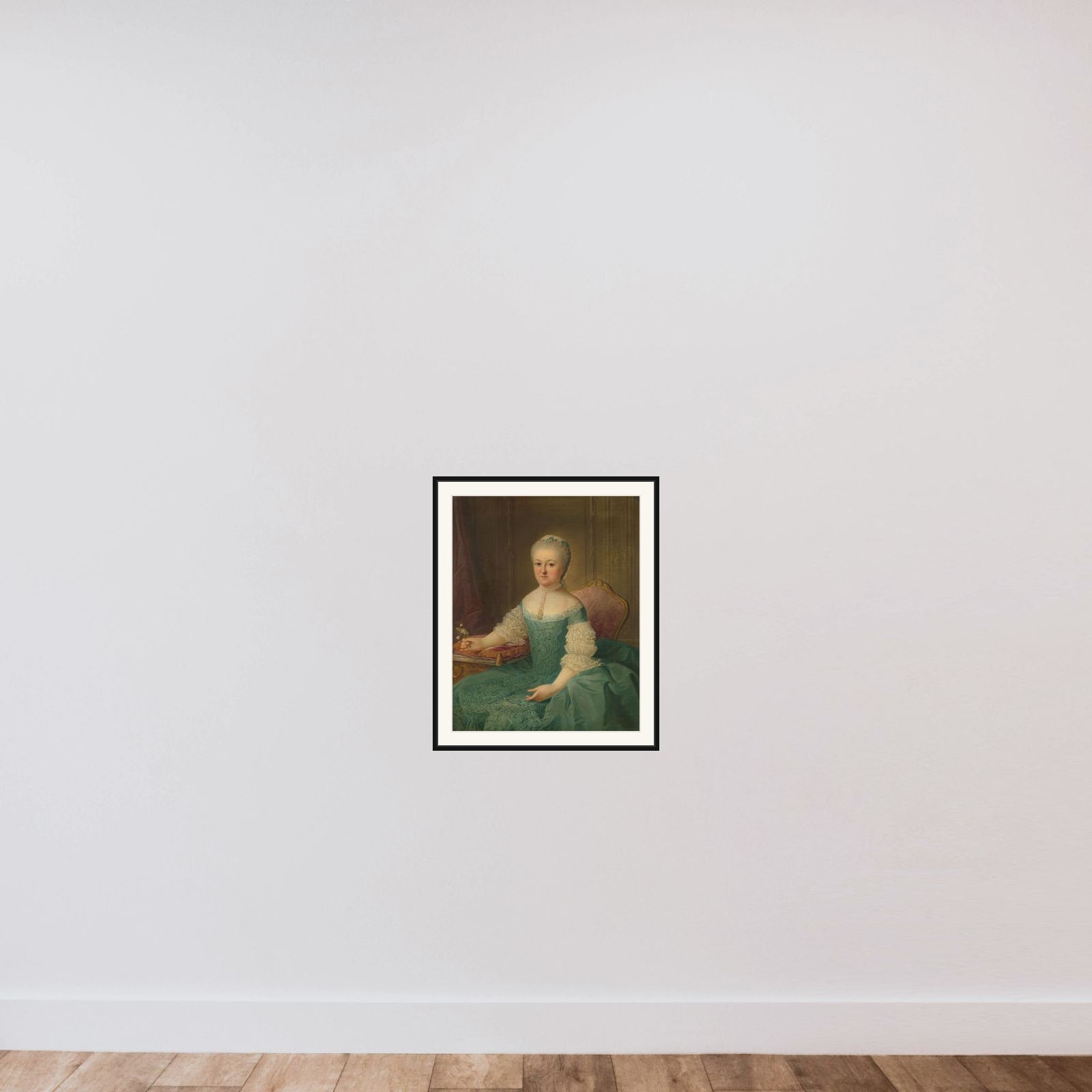 Portrait of a Lady from the van de Poll Family, possibly Anna Maria Dedel, Wife of Jan van de Poll framed — shown to scale