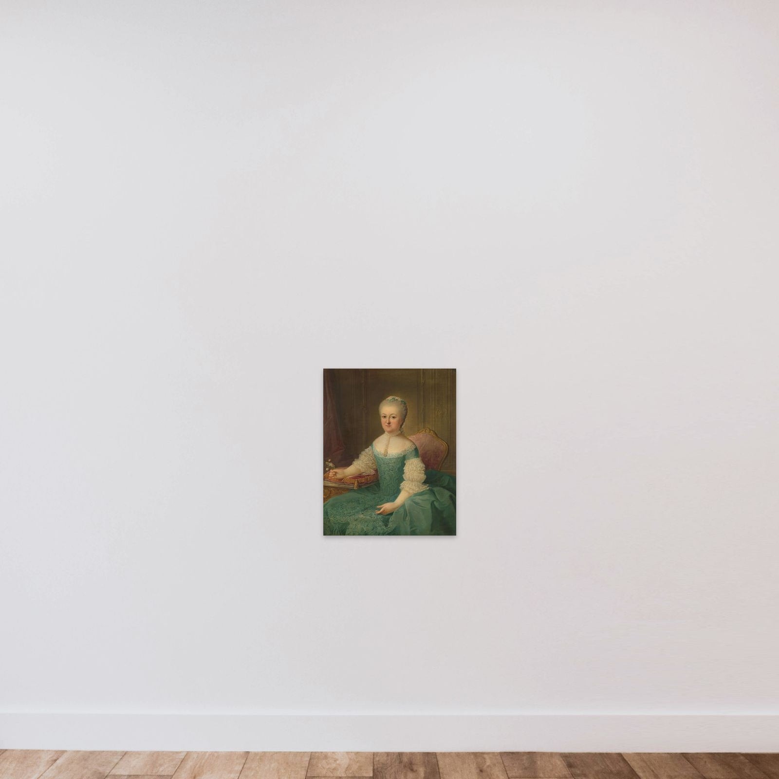 Portrait of a Lady from the van de Poll Family, possibly Anna Maria Dedel, Wife of Jan van de Poll unframed — shown to scale