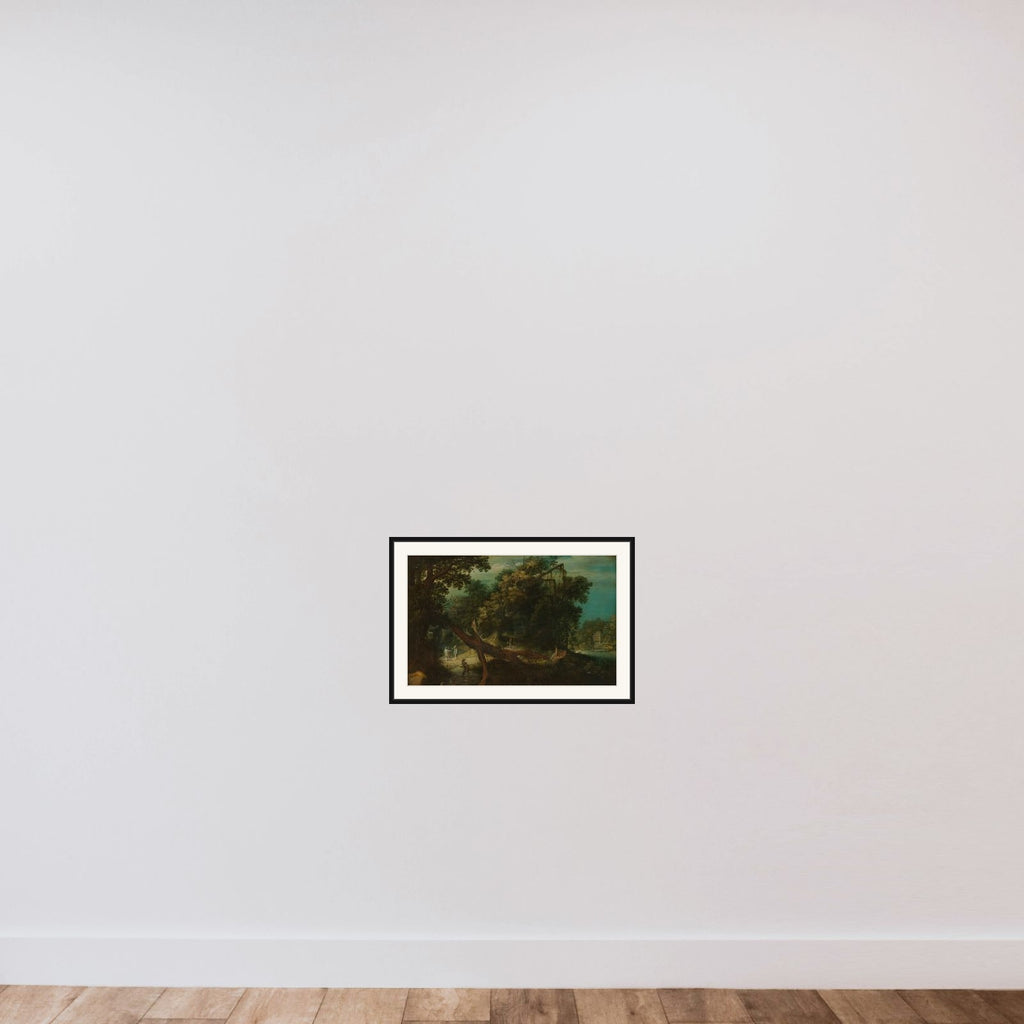 Shooters in a Forest Glade framed — shown to scale