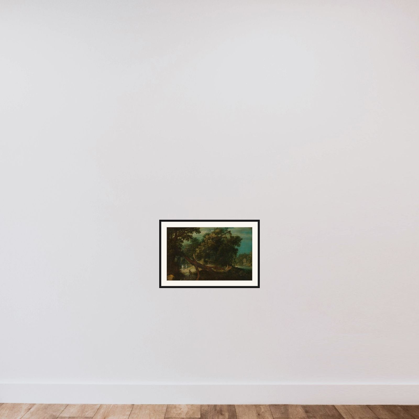 Shooters in a Forest Glade framed — shown to scale